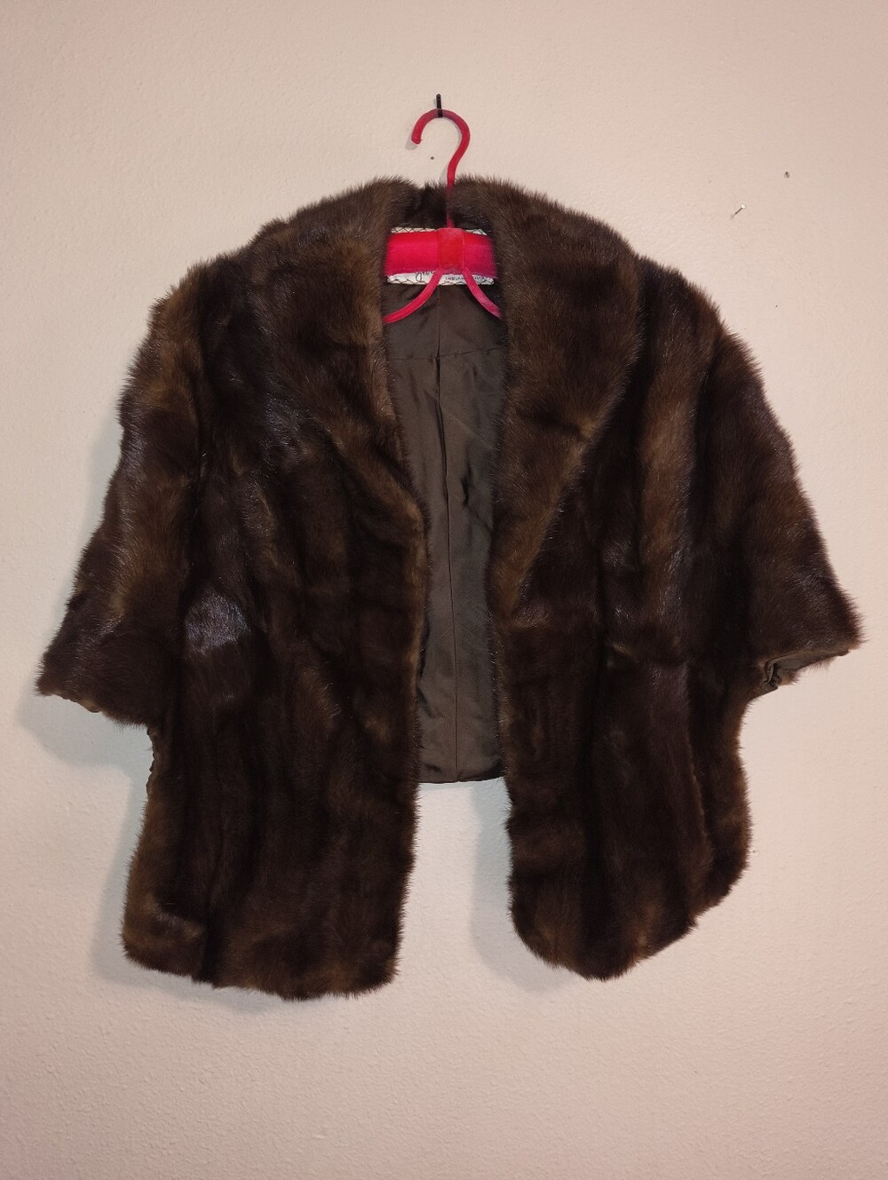 Vintage 1960s-70s Genuine Mink Fur Stole Penn Furs Indianapolis Chocolate Brown